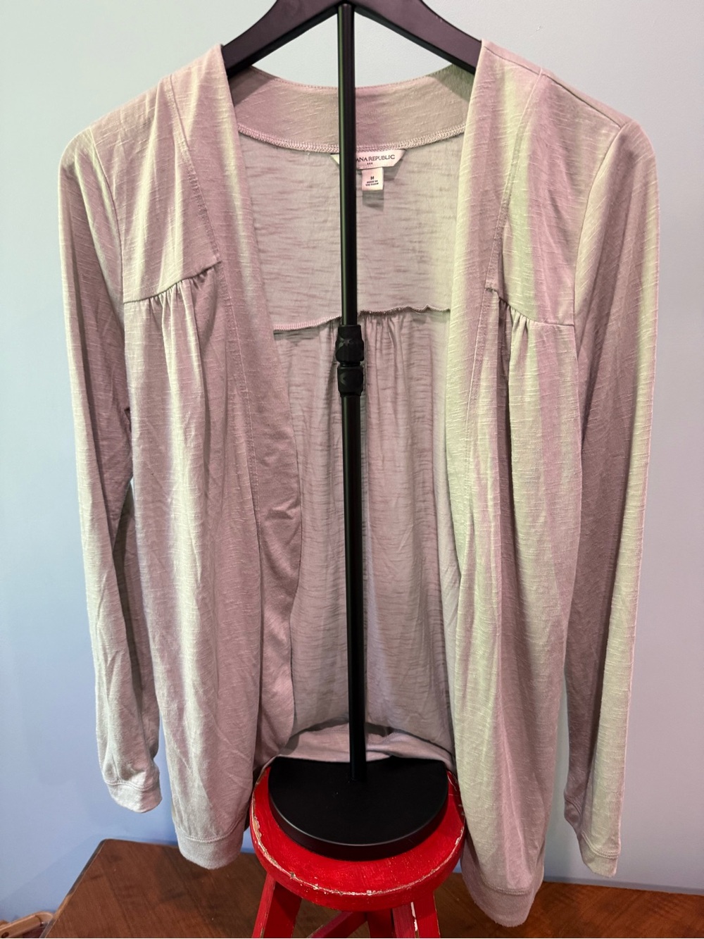 Banana Republic Light Gray Open-Front Draped Cardigan
